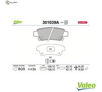 VALEO 301039A Brake pad set