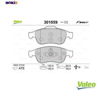 Brake pads Front Axle 301059 VALEO for RENAULT DACIA NISSAN MITSUBISHI