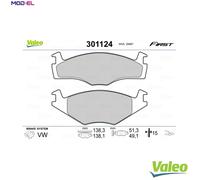 Brake pads Front Axle 301124 VALEO for VW SEAT