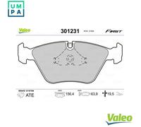Brake pads Front Axle 301231 VALEO for BMW 5 5 Touring 7 3 Coupe 3 Convertible 3