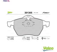 VALEO - Brake pads First - 301305 - Set of 4 pads - Front axle - Fully equipped with mounted accessories