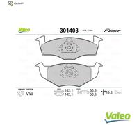 Brake pads Front Axle 301403 VALEO for VW SEAT SKODA