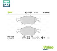 Valeo Set of 4 Brake Pads Essential 301564, Front Axle | Certified ECE-R90, Valeo Quality, Tested to Ensure Durability and Optimal Performance