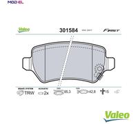 Brake pads Rear Axle 301584 VALEO for OPEL KIA CHEVROLET