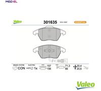 Valeo First Brake Pad Set 301635 - Set of 4, Front Axle, With Mounted Accessories