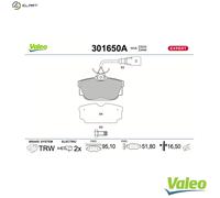 VALEO 301650A Brake pad set