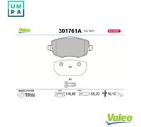 VALEO 301761A Brake pad set
