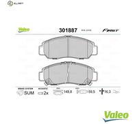 Brake pads Front Axle 301887 VALEO for HONDA CIVIC VII Hatchback STREAM FR-V