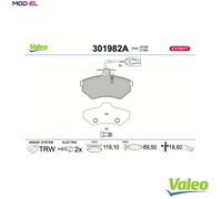 VALEO FRONT DISC BRAKE BRAKE PAD SET 301982A FOR VW