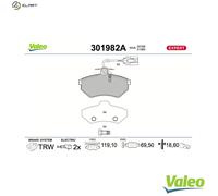 VALEO FRONT DISC BRAKE BRAKE PAD SET 301982A FOR VW