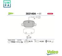 BRAKE PAD SET DISC BRAKE 302140A FOR ALFA ROMEO FIAT 199B7.000/B6.000 0.9L 2cyl