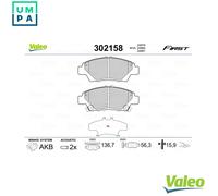 VALEO - Brake pads First - 302158 - Set of 4 pads - Front axle - Fully equipped with mounted accessories
