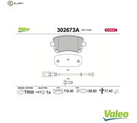 Valeo Set of 4 Brake Pads Expert 302673A, Rear Axle | Mounted Accessories Included, Certified ECE-R90, Valeo Quality, Tested to Ensure Durability and Optimal Performance
