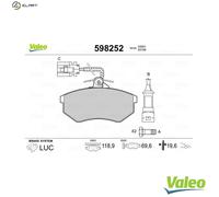 BRAKE PAD SET DISC BRAKE 598252 FOR VW PANEL/II/Box/Body/MPV VAN/CADDY GOLF/Mk