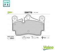 VALEO BRAKE SYSTEMS Brake Pad Set 598770, set of 4, Rear Axle, Fitting Position: Rear Axle, Brake System: BREMBO