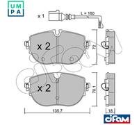 BRAKE PAD SET DISC BRAKE 822-1321-0 FOR VW TRANSPORTER/T6/CARAVELLE/Bus/Van 2.0L