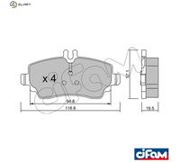 Brake pads 822-310-1 CIFAM for MERCEDES-BENZ VANEO