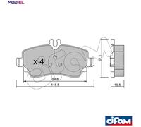 Brake pads 822-310-1 CIFAM for MERCEDES-BENZ VANEO