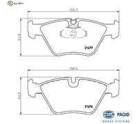 BRAKE PAD SET DISC BRAKE 8DB 355 007-961 FOR BMW M51D25 2.5L M52B20 2.0L 6cyl