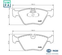 BRAKE PAD SET DISC BRAKE 8DB 355 007-961 FOR BMW M51D25 2.5L M52B20 2.0L 6cyl