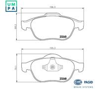 Brake pads 8DB 355 009-111 HELLA for RENAULT VEL SATIS LAGUNA II ESPACE Mk IV