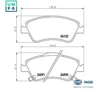Brake pads Front Axle 8DB 355 013-561 HELLA for TOYOTA COROLLA Saloon AURIS