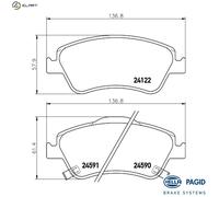 Brake pads Front Axle 8DB 355 013-561 HELLA for TOYOTA COROLLA Saloon AURIS