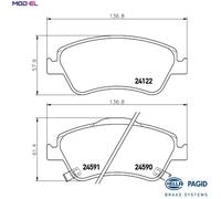 Brake pads Front Axle 8DB 355 013-561 HELLA for TOYOTA COROLLA Saloon AURIS