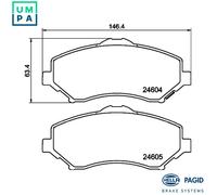 Brake pads 8DB 355 014-321 HELLA for DODGE JEEP FIAT VW CHRYSLER