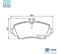 Brake pads 8DB 355 018-281 HELLA for MERCEDES-BENZ A-CLASS