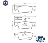 Hella Brake Pad Set 8DB 355 025-761, Rear Disc Brake for VW Touareg