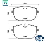 Brake pads 8DB 355 040-921 HELLA for VW CARAVELLE Mk VI TRANSPORTER Mk VI Van