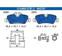 Brake Pad Set, disc brake ATE 13.0460-2797.2 (1set-1pcs)