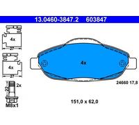 Brake pad set, disc brake ATE 13.0460-3847.2 (1 set-1 piece)