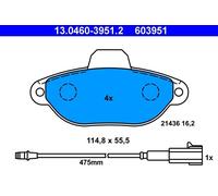 Brake pad set, disc brake ATE 13.0460-3951.2 (1 set-1 piece)