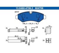 Brake Pad Set, disc brake ATE 13.0460-4706.2 for SPRINTER 5-t Van (B907) 3 2018-