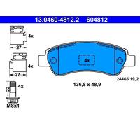 Brake pad set, disc brake ATE 13.0460-4812.2 (1 set-1 piece)
