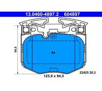 Brake pad set, disc brake ATE 13.0460-4897.2 (1 set-1 piece)