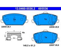 Brake Pad Set, disc brake ATE 13.0460-5536.2 for i30 FASTBACK 2 2017-202