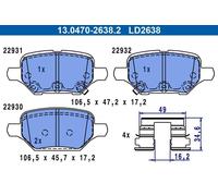 ATE 13.0470-2638.2 Brake pad set