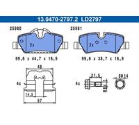 Brake Pad Set, disc brake ATE 13.0470-2797.2 (1set-1pcs)