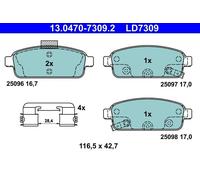 Brake Pad Set, disc brake ATE 13.0470-7309.2 (1set-1pcs)