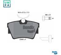 BPD1021 BRAKE PAD SET, DISC BRAKE BENDIX BRAKING