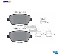 Bendix Brake Pad Set BPD1168 – Front Disc – Opel K10B 1.0L 3cyl, Suzuki Splash 1.3L 4cyl