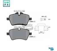 BRAKE PAD SET DISC BRAKE BPD1188 FOR MINI N47 C20 A 2.0L N47C16A N16B16A 1.6L