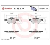 Brake Pad Set, disc brake BREMBO P 06 030 for MINI MINI (R50, R53) 1.4 2003-2006