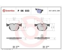 Brake Pad Set, disc brake BREMBO P 06 033X for BMW 5 (E60) 2 2006-201