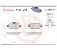 Brake Pad Set, disc brake BREMBO P 06 034 BMW 1 (E87) 2 2004-2007