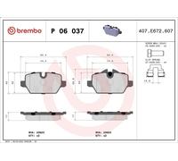 Brake Pad Set, disc brake BREMBO P 06 037X for BMW 3 (E90) 2 2005-2007