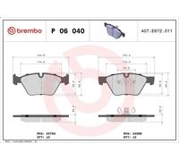 Brake Pad Set, disc brake BREMBO P 06 040 BMW 1 (E87) 2 2004-2011